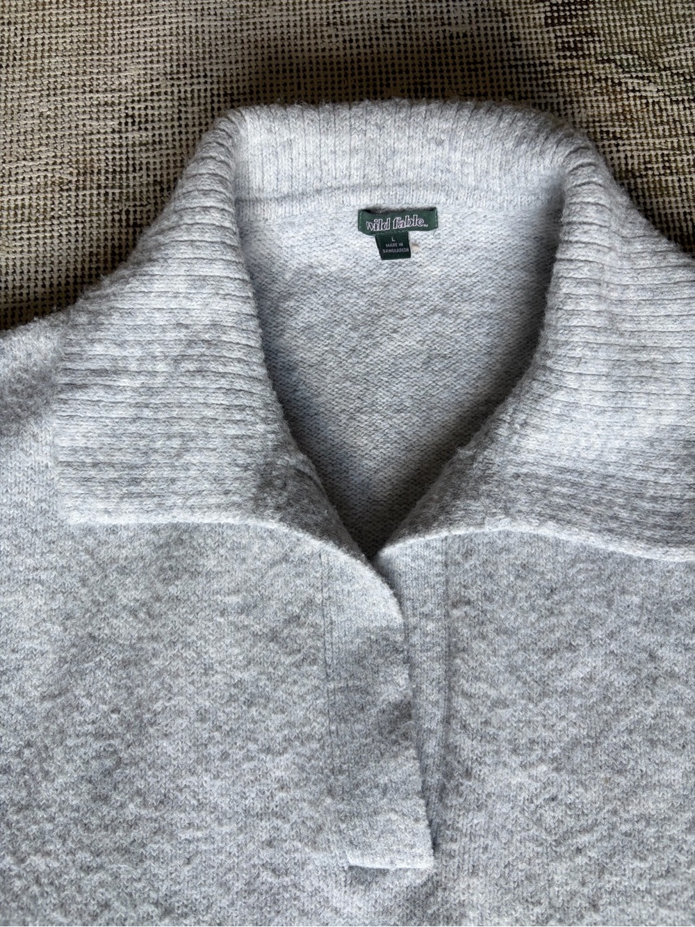 wild fable Light Gray Open-Collar Turtleneck Sweater